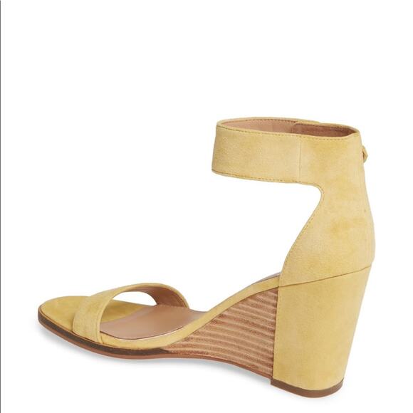 Linea Paolo Elodie Yellow Suede Wedge Sandals Size 6 - Picture 14 of 14